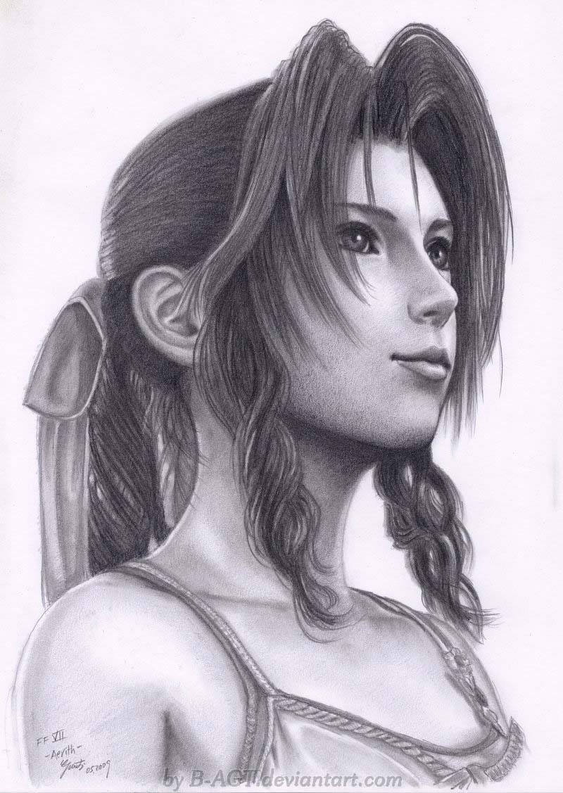 Aerith Aeris Final Fantasy VII Fan Art by B-AGT