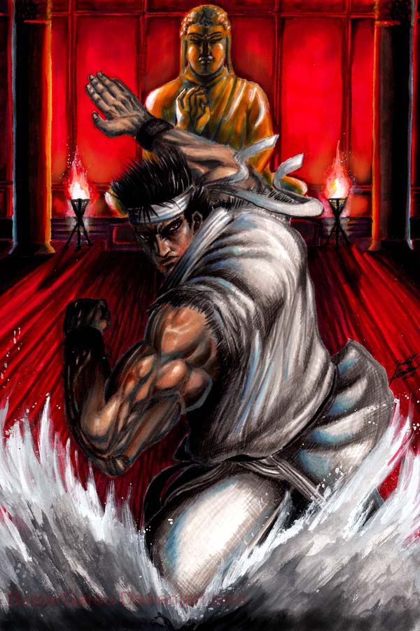 Akira Yuki Virtua Fighter game character fan art like_a_dragon____by_bustergarou
