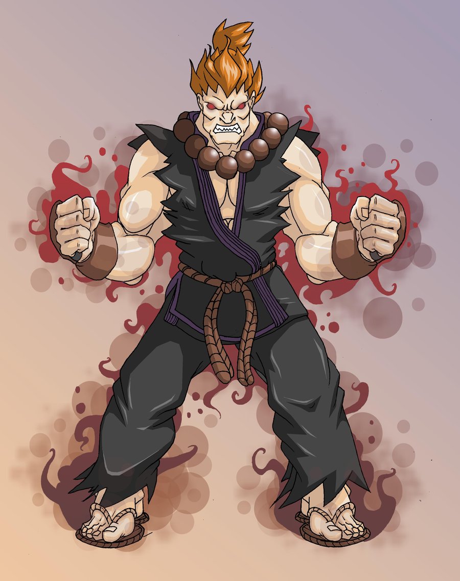 Akuma Gouki Street Fighter Game Character Fan Art by_spoon02