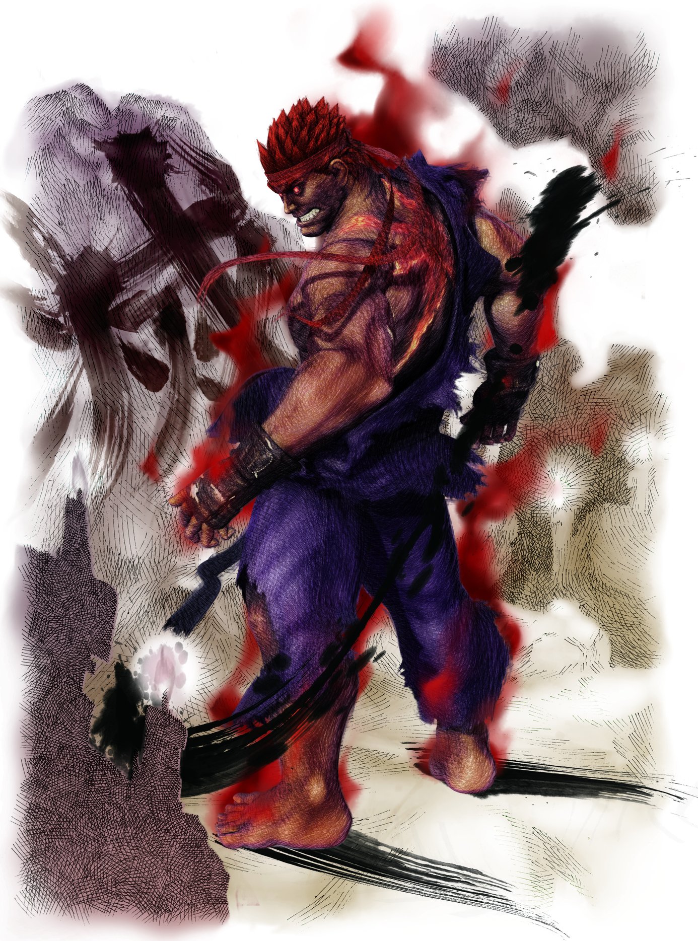 Illustration + digital enhancement Ryu Street Fighter IV, Street Fighter  IV, Capcom