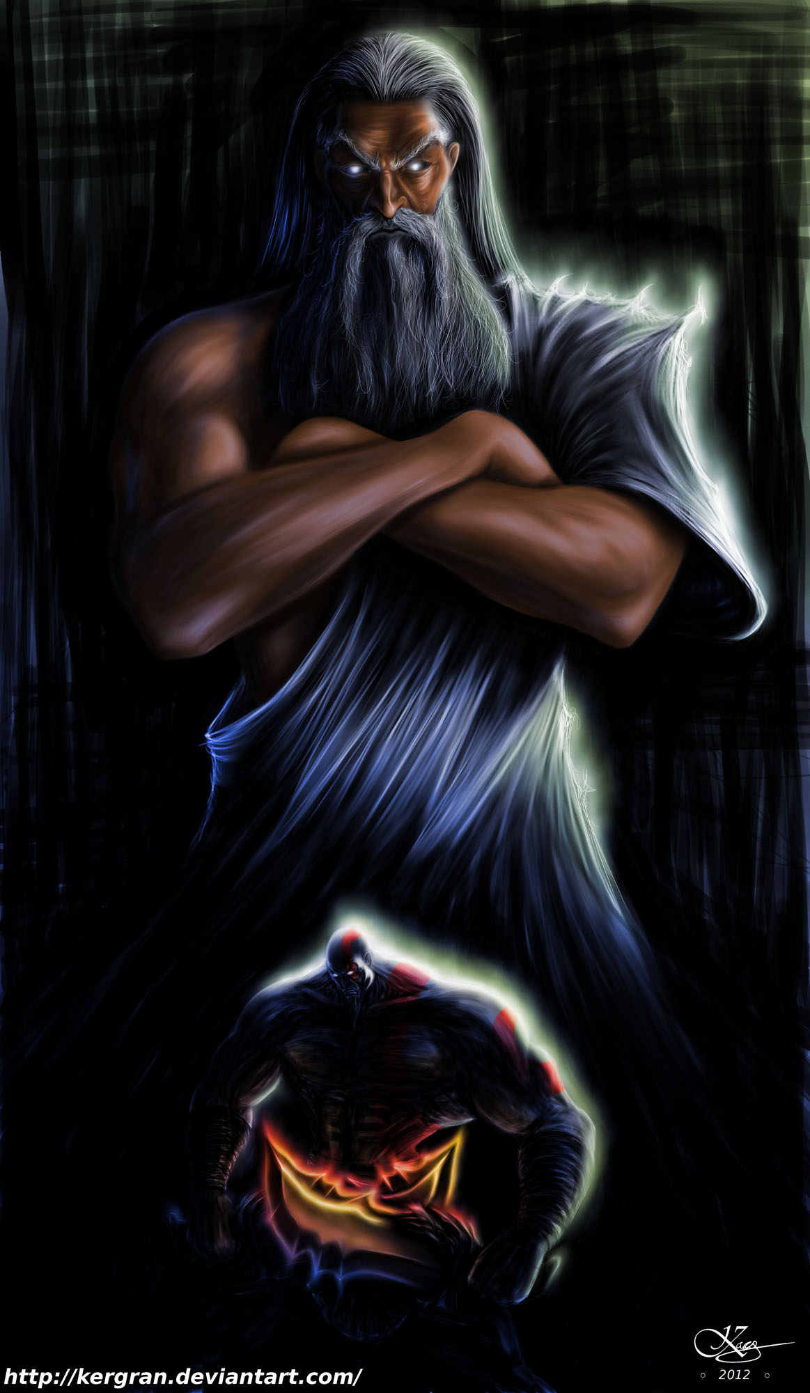 Kratos vs Zeus God of War Art by_kergran