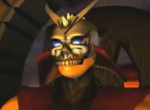 Reiko Mortal Kombat 4 ending with Shao Kahn helmet