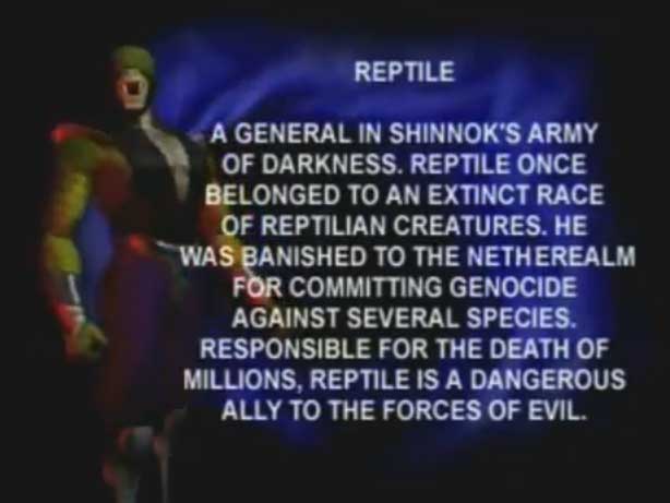 Reptile Mortal Kombat 4 Bio