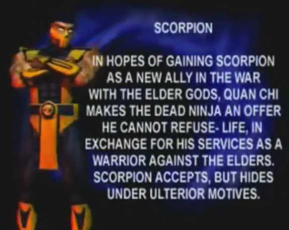 Scorpion Mortal Kombat 4 Bio