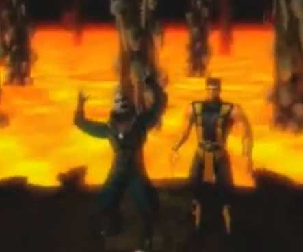 Scorpion takes Quan Chi with him