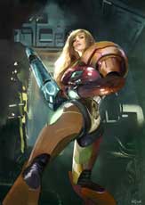 Samus Aran without helm  by Vandrell