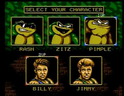 Battletoads Double Dragon Character Slect NES