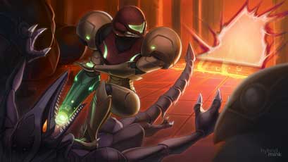 Metroid Art with Saus and Ridley for Hamony of Heroes