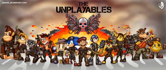 The Unplayables Expendables Video Game Parody Art