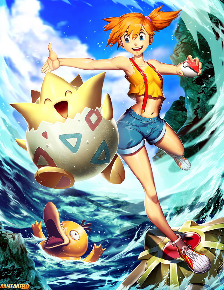 Misty with her Togepi and Psyduck Pokemons by Genzoman