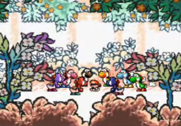 Yoshi's Iland Intro Yoshi's surrounding Baby Mario
