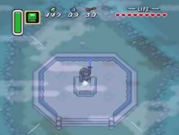 Link getting the Master Sword in Zelda ALTTP Screenshot