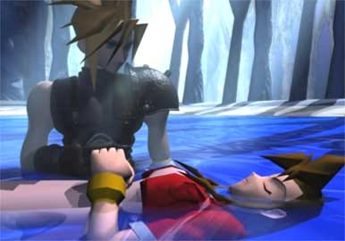 Cloud with Aerith in his arms