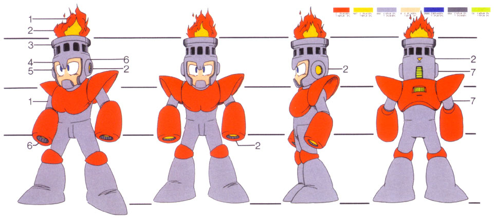Fire Man Specs and Features Art  from Rockman Official Complete Works