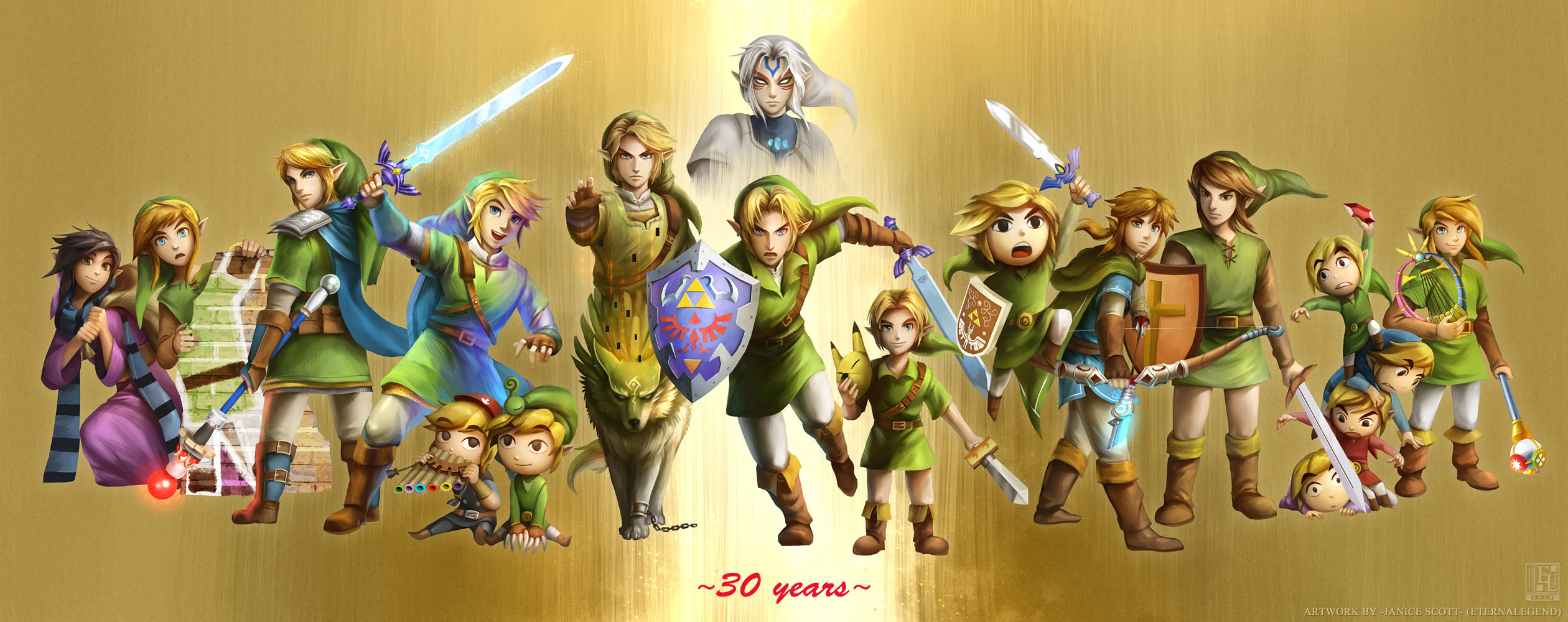 30th Anniversary of Legend of Zelda - Evolution of Link by EternaLegend