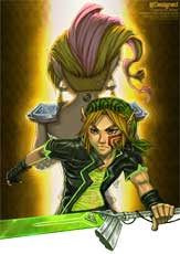 Cyberpunk Zelda and Link by MandarinSwift