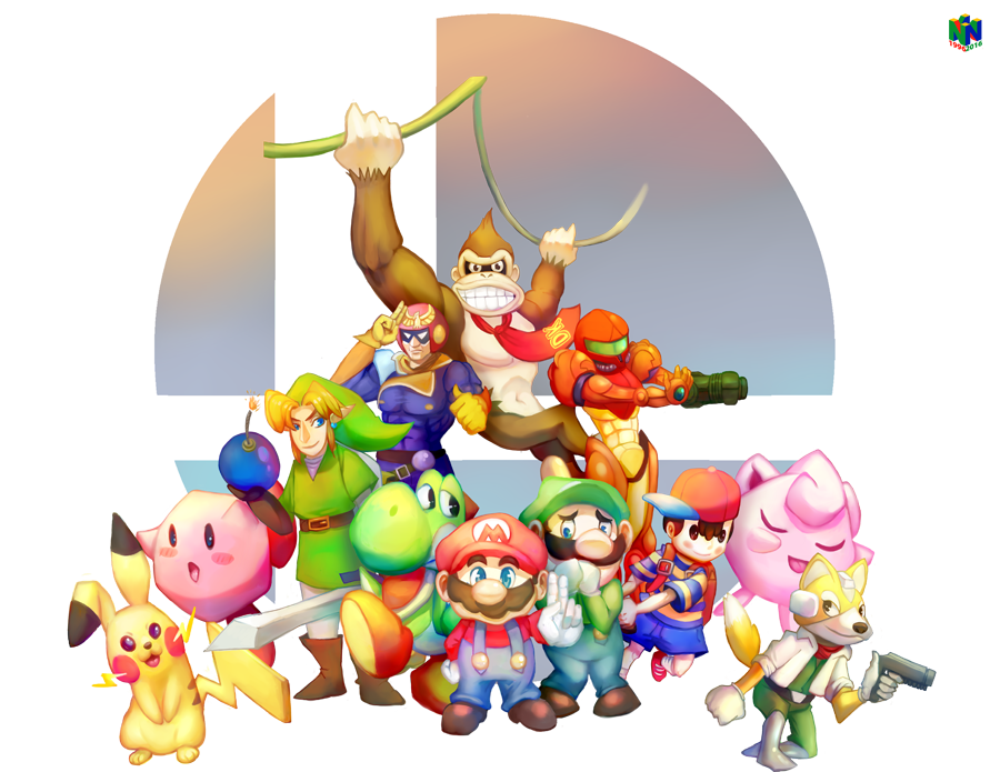 Smash Bros 64 for the N64 Tribute on Game-Art-HQ by Applfruit