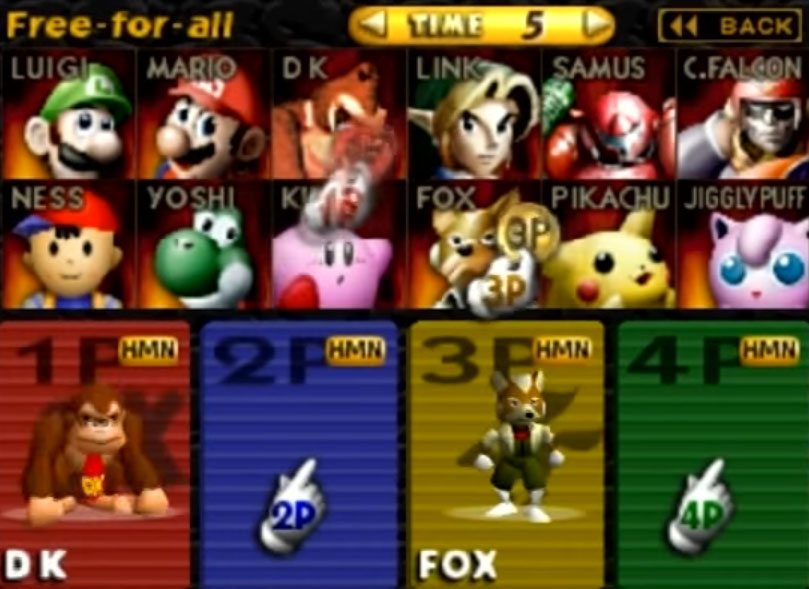 Super Smash Bros. Nintendo 64 Character Select