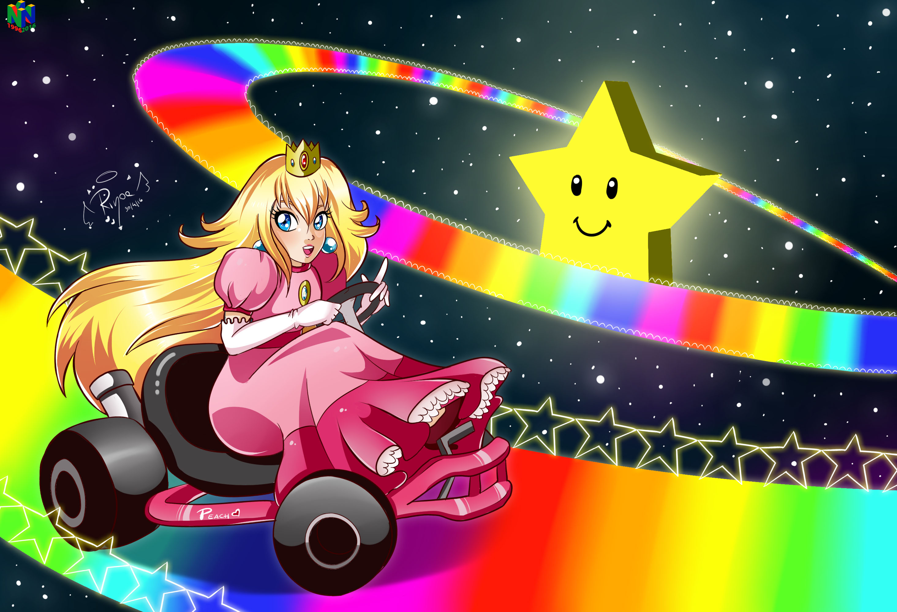 Mario Kart 64 Princess Peach Rainbow Road by DarkRinoa64