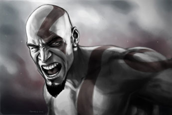 Angry Kratos from God of War by Patrick Brown