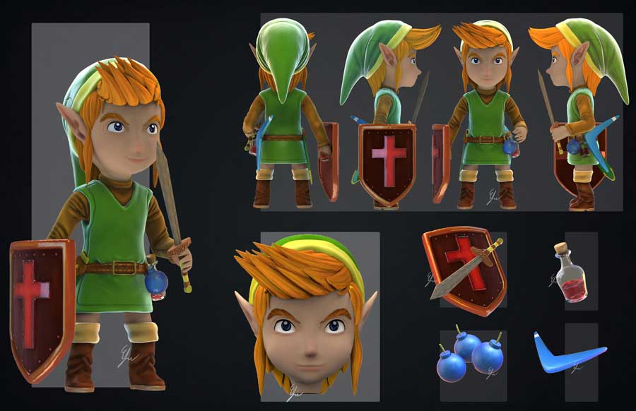 Classic NES Link from LoZ in 3D Art