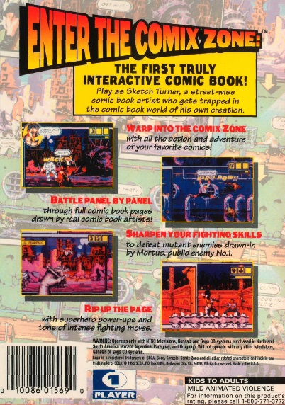 Comix Zone Back Cover