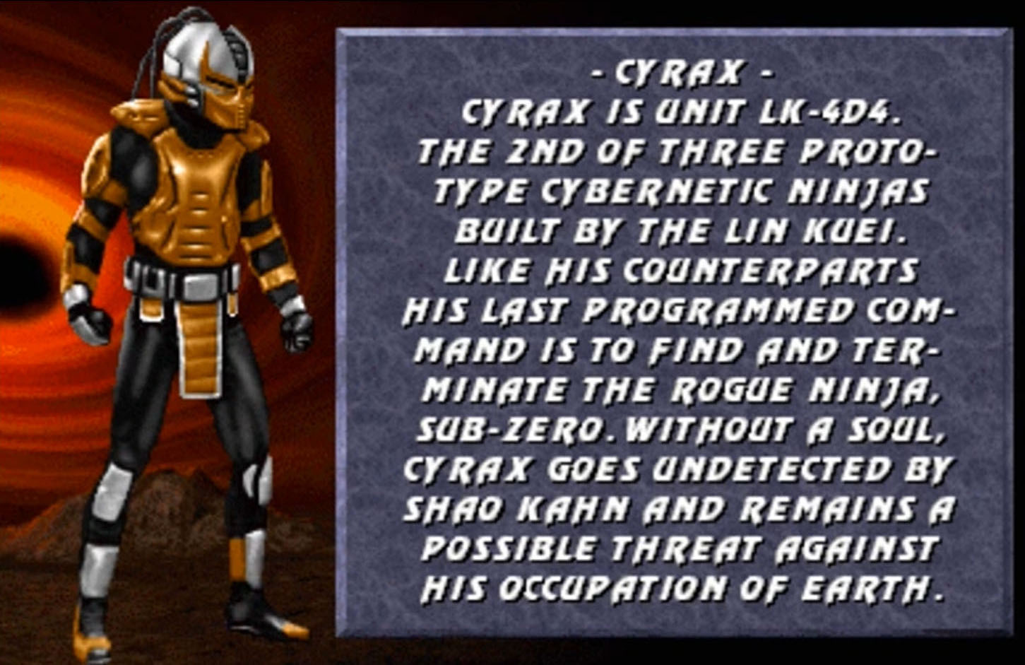 Cyrax Mortal Kombat 3 Bio Profile