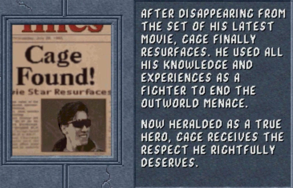 Johnny Cage Mortal Kombat 2 Ending 1