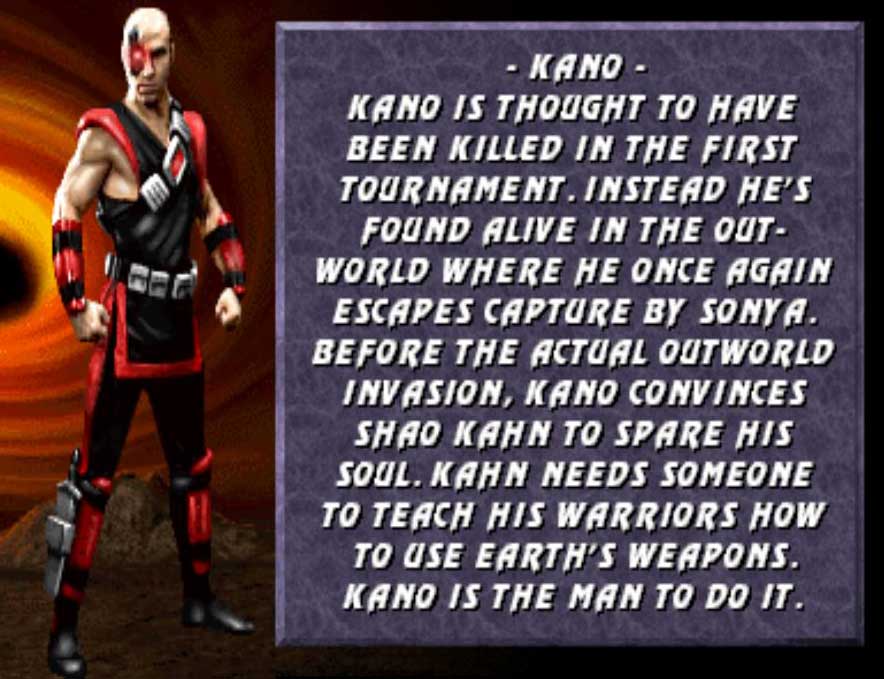Kano Mortal Kombat 3 Bio