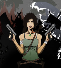 Lara Croft Comic Style Art by_ed moffatt