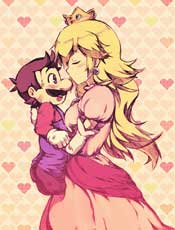 Princess Peach kissing Mario by_kiradaidohji