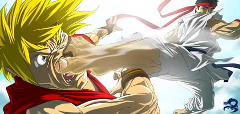 Ryu vs Ken Street Fighter Art by Alfred Stewart