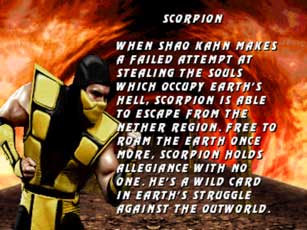 Scorpion Ultimate Mortal Kombat 3 Bio