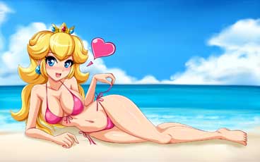 Sexy Princess Peach at the Beach by_sigurdhosenfeld