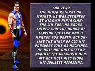 Sub Zero Mortal Kombat 3 Bio